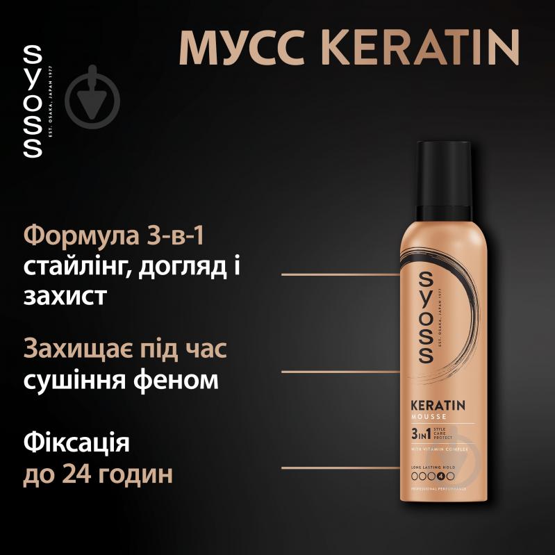 Мусс для волос SYOSS Keratin 4 250 мл - фото 3 Мусс для волос SYOSS Keratin 4 250 мл - фото 3