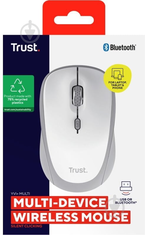 Мишка Trust Yvi+ Compact Multi-Device WL/BT/USB-A white (25454_TRUST) - фото 2