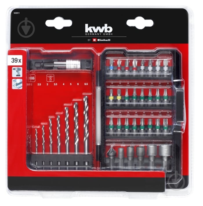 Набор бит и сверл KWB L-Box 39 шт. 108911 - фото 3