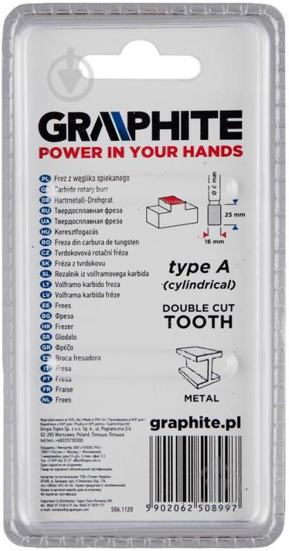 Фреза цилиндрическая GRAPHITE 55H355 - фото 2 Фреза цилиндрическая GRAPHITE 55H355 - фото 2