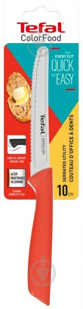 Ніж універсальний ColorFood зубчастий 10 см помаранчевий (K2730304) Tefal - фото 3