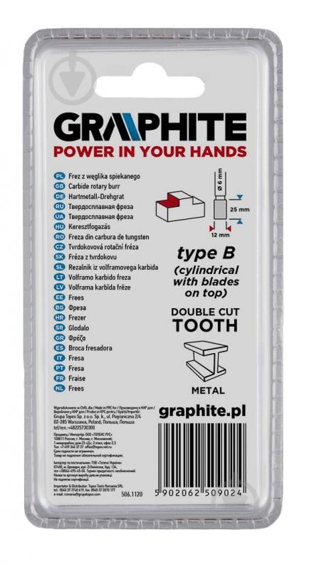 Фреза цилиндрическая GRAPHITE 55H359 - фото 3