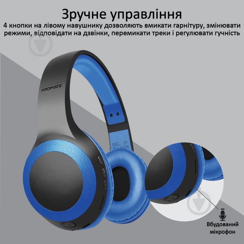 Навушники Promate LaBoca Bluetooth 5.0 blue (laboca.blue) - фото 7