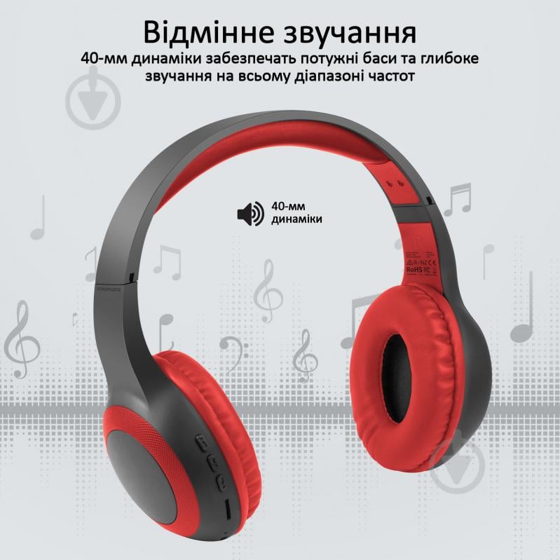 Наушники Promate LaBoca Bluetooth 5.0 red (laboca.red) - фото 3