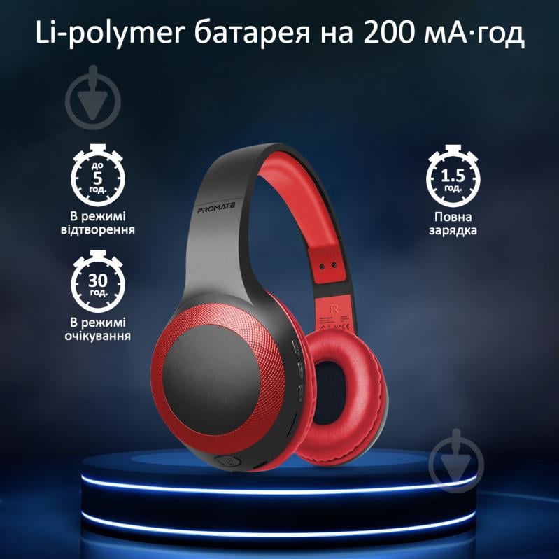 Навушники Promate LaBoca Bluetooth 5.0 red (laboca.red) - фото 5