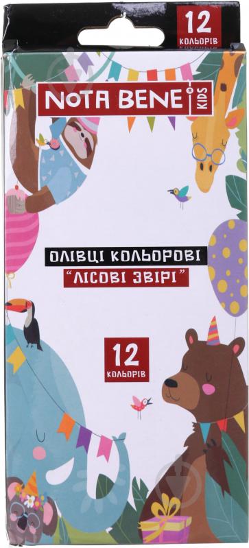 Олівці кольорові Лісові звірі 12 шт/уп Nota Bene - фото 1