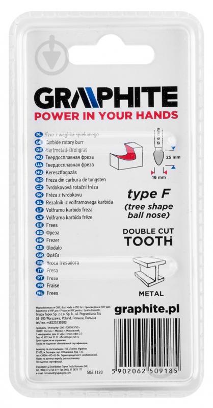 Фреза овальная GRAPHITE 55H374 - фото 3 Фреза овальная GRAPHITE 55H374 - фото 3
