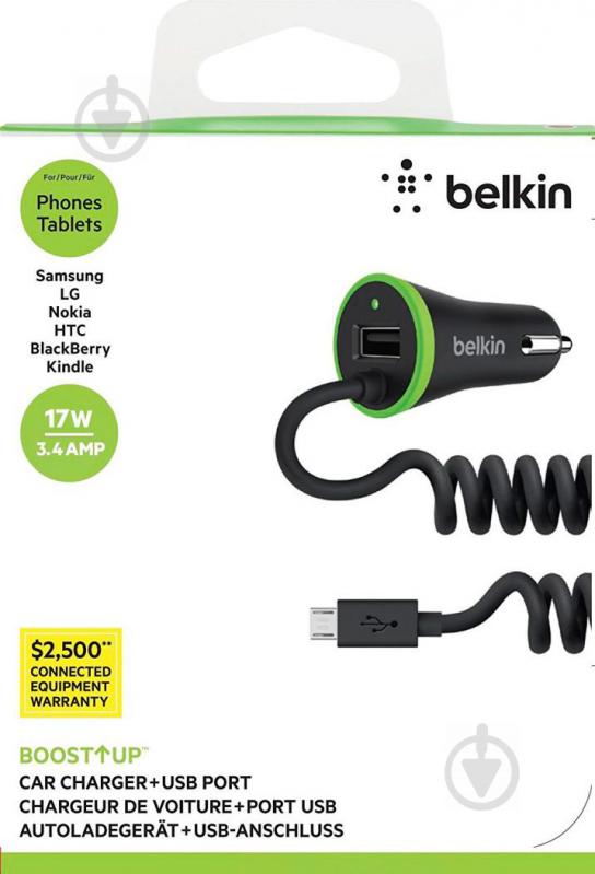 Автомобильное зарядное устройство Belkin Boost Up 3.4А Black (F8M890bt04-BLK) - фото 2