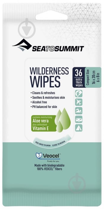 Салфетки влажные для кожи Sea To Summit Wilderness Wipes Compac р.OS AHY4192-00121002 36 шт. - фото 1