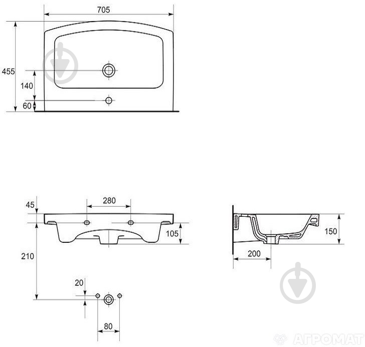 Умывальник Cersanit East 70 - фото 3