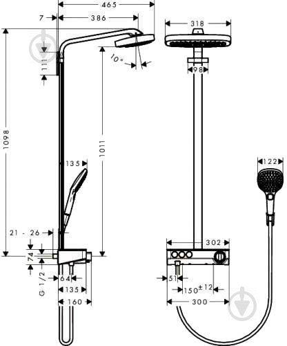 Душевая система Hansgrohe Raindance Select E Air (27127000) - фото 2