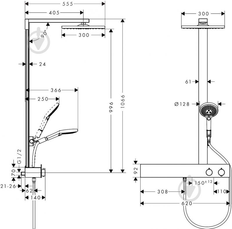 Душевая система Hansgrohe Raindance E 300 (27363000) - фото 2
