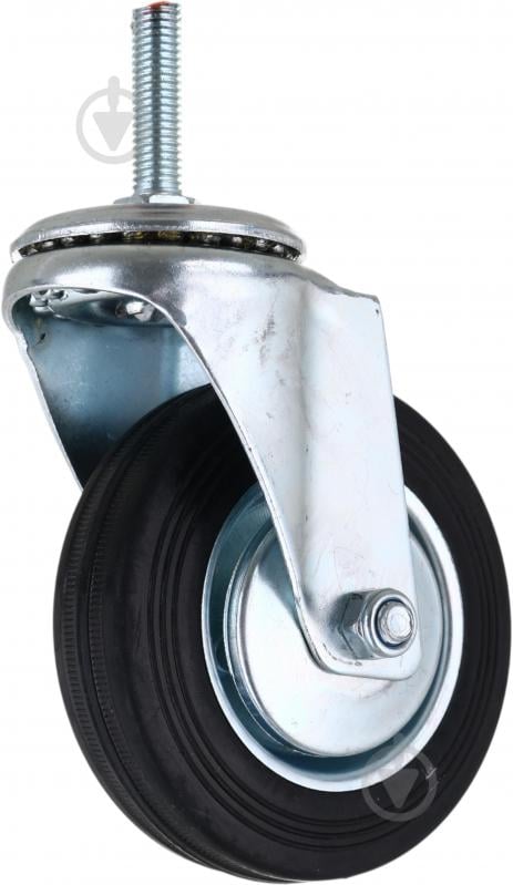 Колесо d100 мм резиновое поворотное с резьбовым штырем M10 - фото 1 Колесо d100 мм резиновое поворотное с резьбовым штырем M10 - фото 1