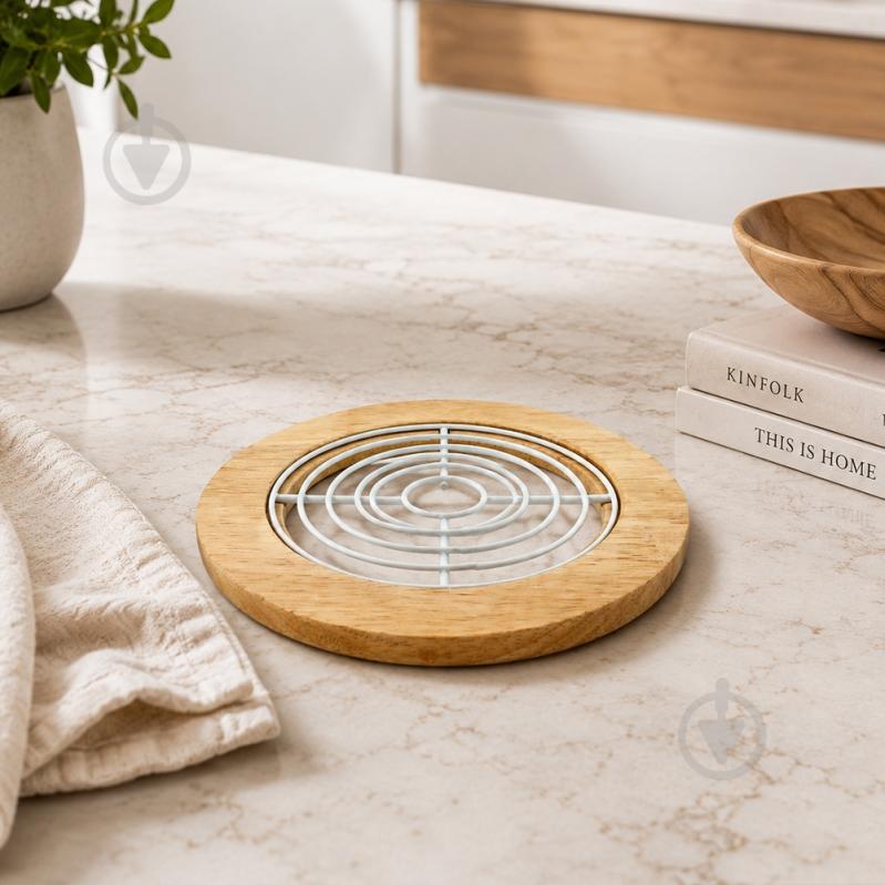 Підставка під гаряче Arino Bamboo18х18х1,2 см біла 73833 - фото 4