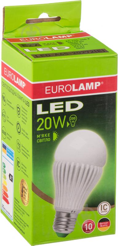 Лампа светодиодная Eurolamp 20 Вт А65 матовая E27 220 В 3000 К LED-A65-20272(E) - фото 3