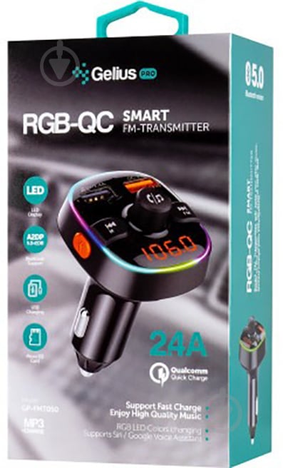 FM-трансмітер Gelius Pro RGB-QC GP-FMT050 - фото 11