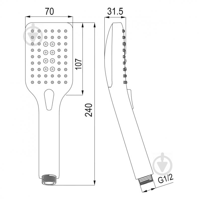 Ручний душ Imprese 70 мм W070SQT3 - фото 2