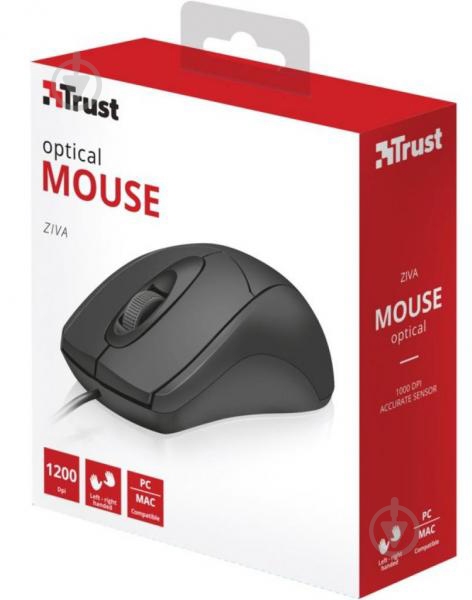 Мышка Trust Ziva Optical mouse Black USB black - фото 5