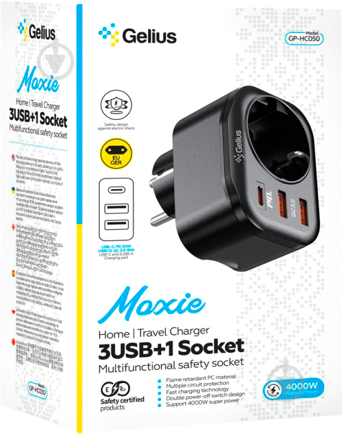 Мережевий зарядний пристрій Gelius Moxie GP-HC050 2USB (QC3.0) + Type-C (PD20W) White - фото 7