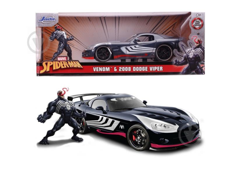 Игровой набор Jada 1:24 Марвел. Человек-паук Dodge Viper SRT10 (2008) с фигуркой Венома 253225015 - фото 1