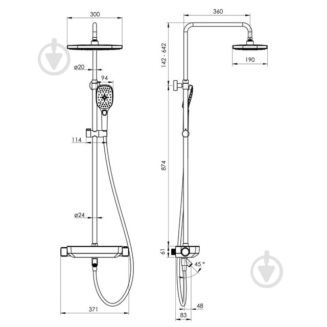 Душова система Imprese Centrum T-10300LX з термостатом - фото 2 Душова система Imprese Centrum T-10300LX з термостатом - фото 2
