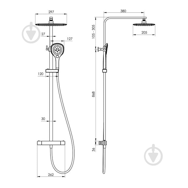 Душевая система Imprese Centrum T-15300LT с термостатом - фото 2