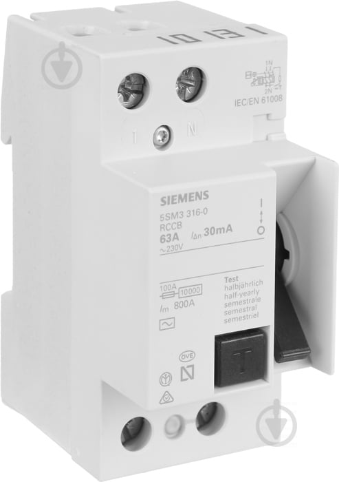 Диференційне реле Siemens АС 2p 63А 30 мА AC 230V 5SM3316-0 - фото 1