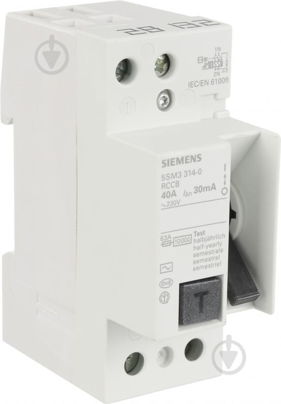 Дифференциальное реле Siemens АС 2p 40А 30 мА AC 230V 5SM3314-0 - фото 1