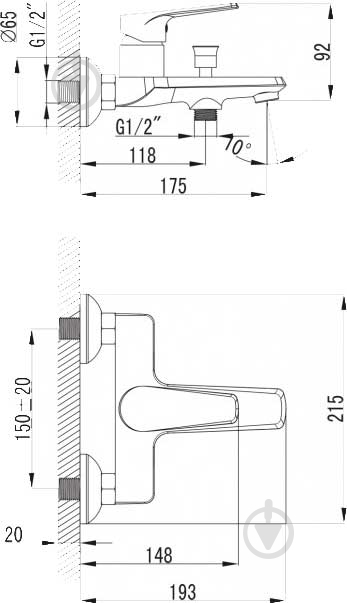 Смеситель для ванны Imprese Barka (10265) - фото 2