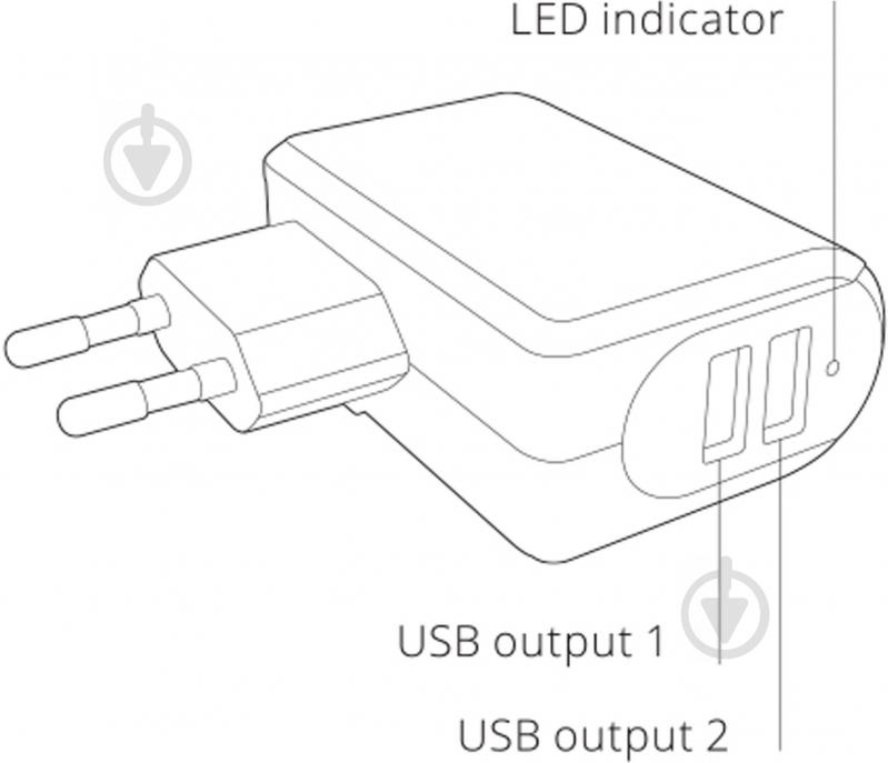 Сетевое зарядное устройство Kit EU 2хUSB Mains Charger White (USBPMCEU3A) - фото 4