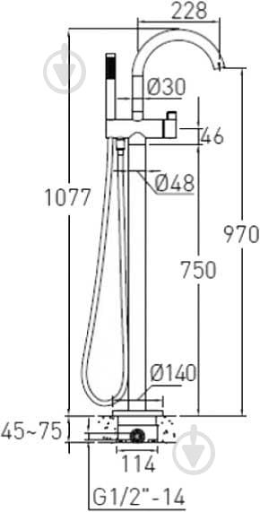 Смеситель для ванны VOLLE 12-33-100 - фото 2