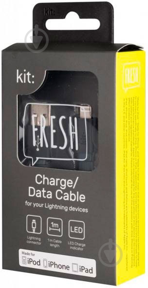 Кабель Kit Lightning – USB 2.0 1 м серый (IP5USBFRESHGY) - фото 3
