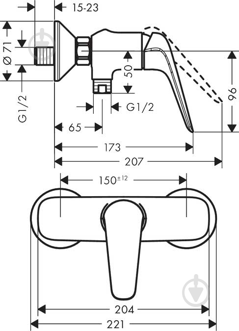 Смеситель для душа Hansgrohe Novus 71060000 - фото 2 Смеситель для душа Hansgrohe Novus 71060000 - фото 2
