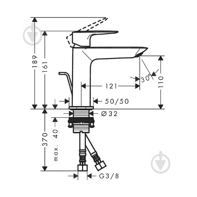 Змішувач для умивальника Hansgrohe My Sport L 71018000 хром - фото 2