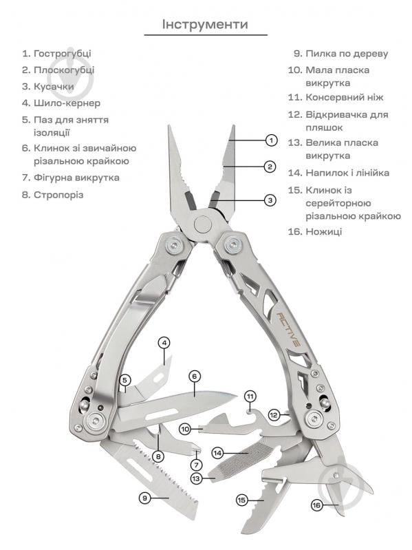 Мультитул ACTIVE Crab (16 інструментів) 63.03.98 - фото 1