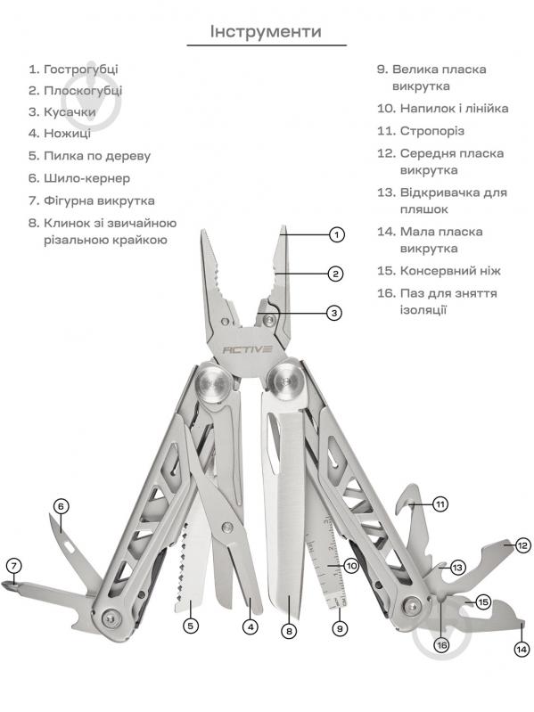 Мультитул ACTIVE Launch 2 (16 інструментів) 63.02.40 - фото 2