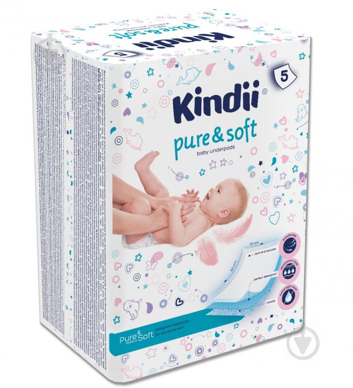 Пелюшки одноразові Kindii Pure & Soft 5 шт. 40х60 см білий - фото 1