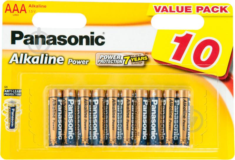 Батарейка Panasonic Alkaline Power AAA (R03, 286) 10 шт. (LR03REB/10BW) - фото 1