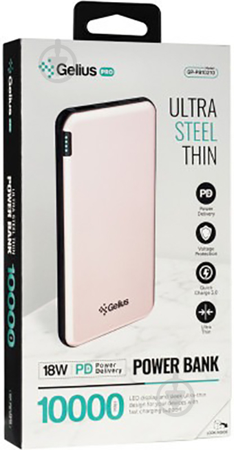 Повербанк Gelius Pro UltraThinSteel 10000 mAh pink (GP-PB10-210) GP-PB10-210 - фото 9