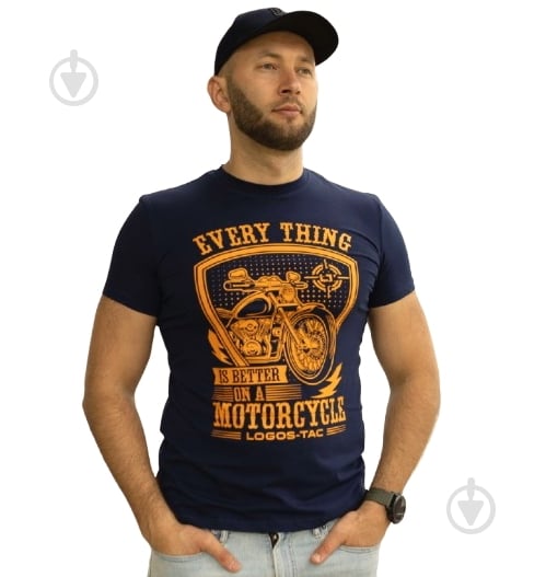 Футболка LOGOS-Tac с принтом Motorcycle 04-09-00-0074 р.2XL синий - фото 1