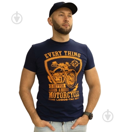 Футболка LOGOS-Tac с принтом Motorcycle 04-09-00-0074 р.3XL синий - фото 1