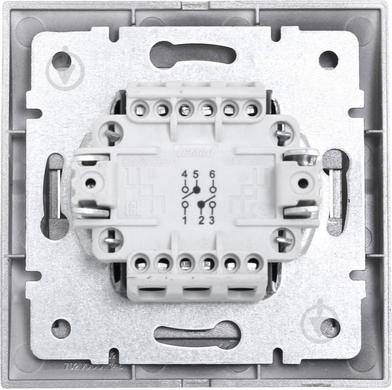 Выключатель проходной двухклавишный Lezard Deriy без подсветки темно-серый металлик 702-2929-106 - фото 3