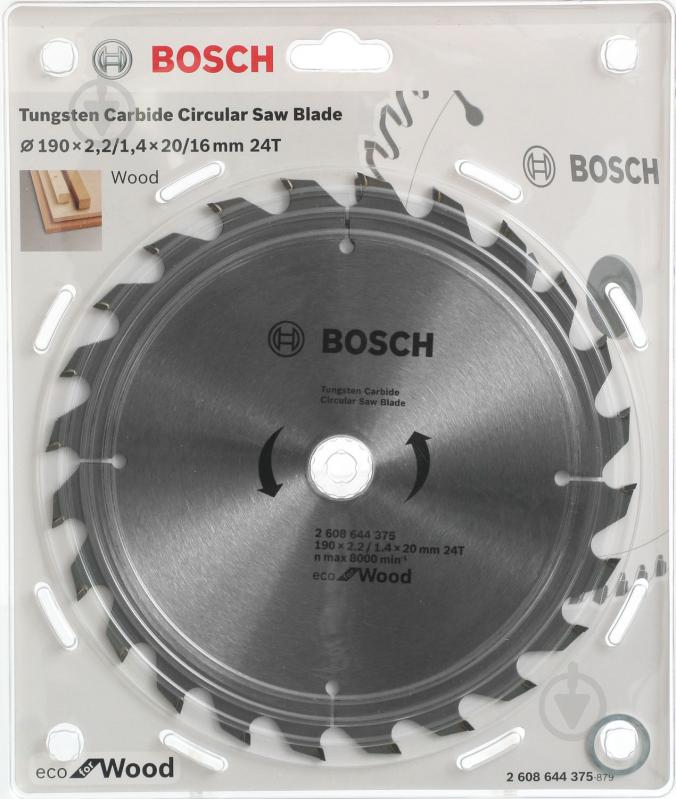 Пиляльний диск Bosch ECO WO 190x20x1,4 Z24 2608644375 - фото 2