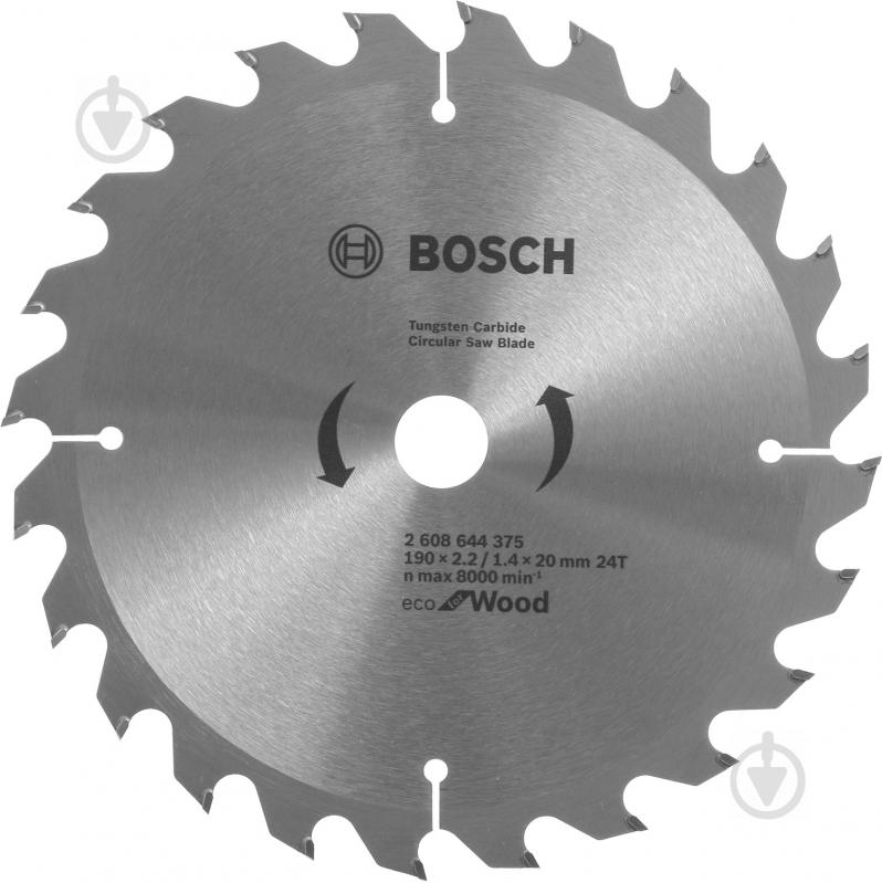 Пиляльний диск Bosch ECO WO 190x20x1,4 Z24 2608644375 - фото 1