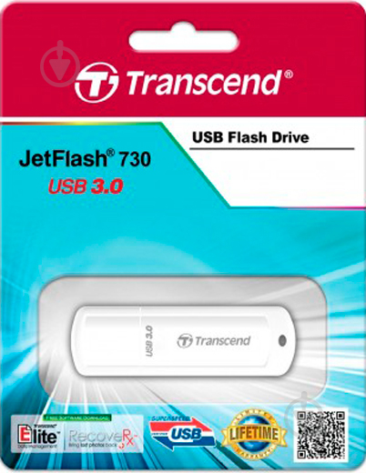 Флеш-память USB Transcend JetFlash 730 128 ГБ USB 3.0 white (TS128GJF730) - фото 3