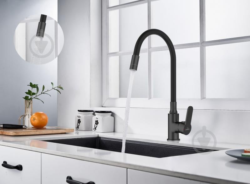 Смеситель для кухни Invena Ksanti черный BZ-37-004 - фото 7