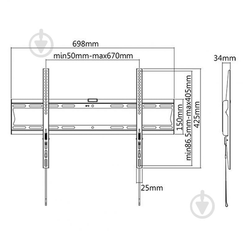 Кронштейн настенный ITECHmount PLB-60 фиксированные 37"-70" черный - фото 8