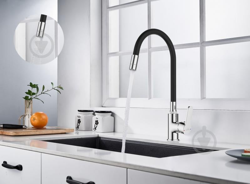 Змішувач для кухні Invena Ksanti чорний/хром BZ-37-008 - фото 7 Змішувач для кухні Invena Ksanti чорний/хром BZ-37-008 - фото 7
