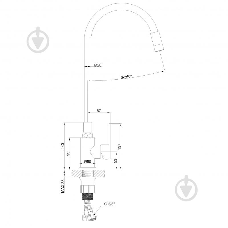 Змішувач для кухні Invena Ksanti inox/білий BZ-37-i02 - фото 4 Змішувач для кухні Invena Ksanti inox/білий BZ-37-i02 - фото 4
