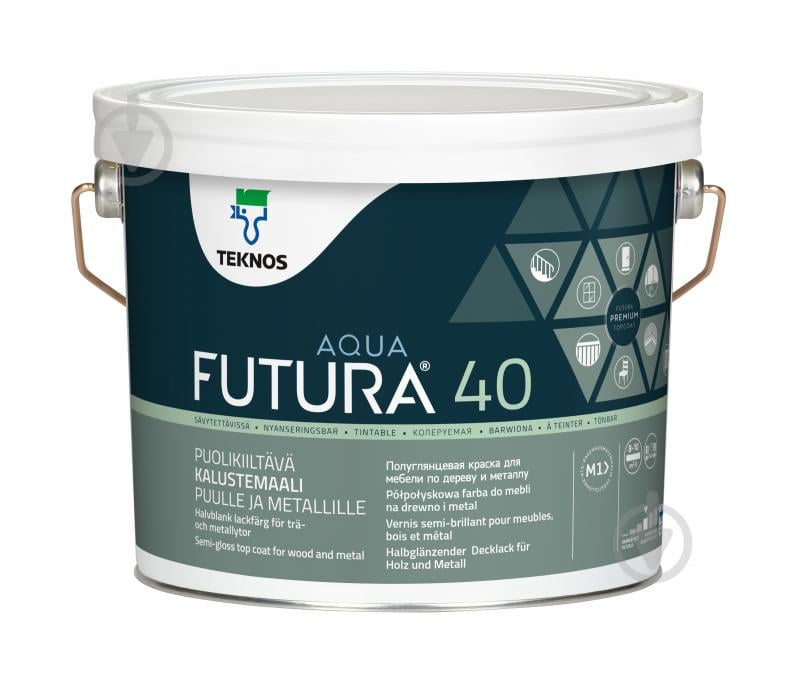 Краска TEKNOS Futura AQUA 40 T1774 полуглянец 2,7 л - фото 2
